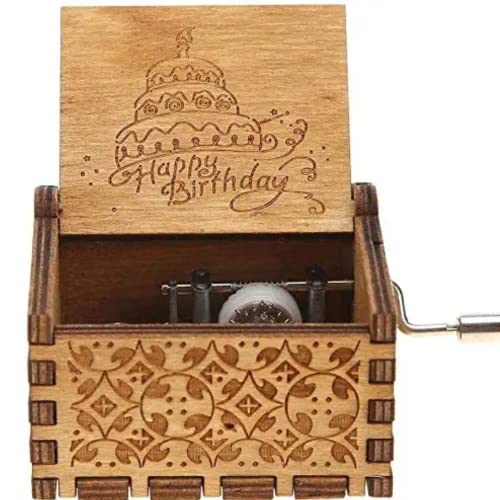 Image of Zesta Happy Birthday Musical Box Gift | Music Crank Mini Collectible for Girlfriend, Boyfriend, Husband, Wife | Unique Musical Gifts for Music Lovers | Vintage Wooden Box
