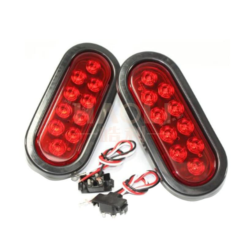 Posris 2PC 6" Red Oval LED Trailer Tail Light Kit [DOT FMVSS 108] [SAE S2T2I6] [IP67 Waterproof] [Stop Turn Tail] for RV Trucks, Boat Trailer, Jeep