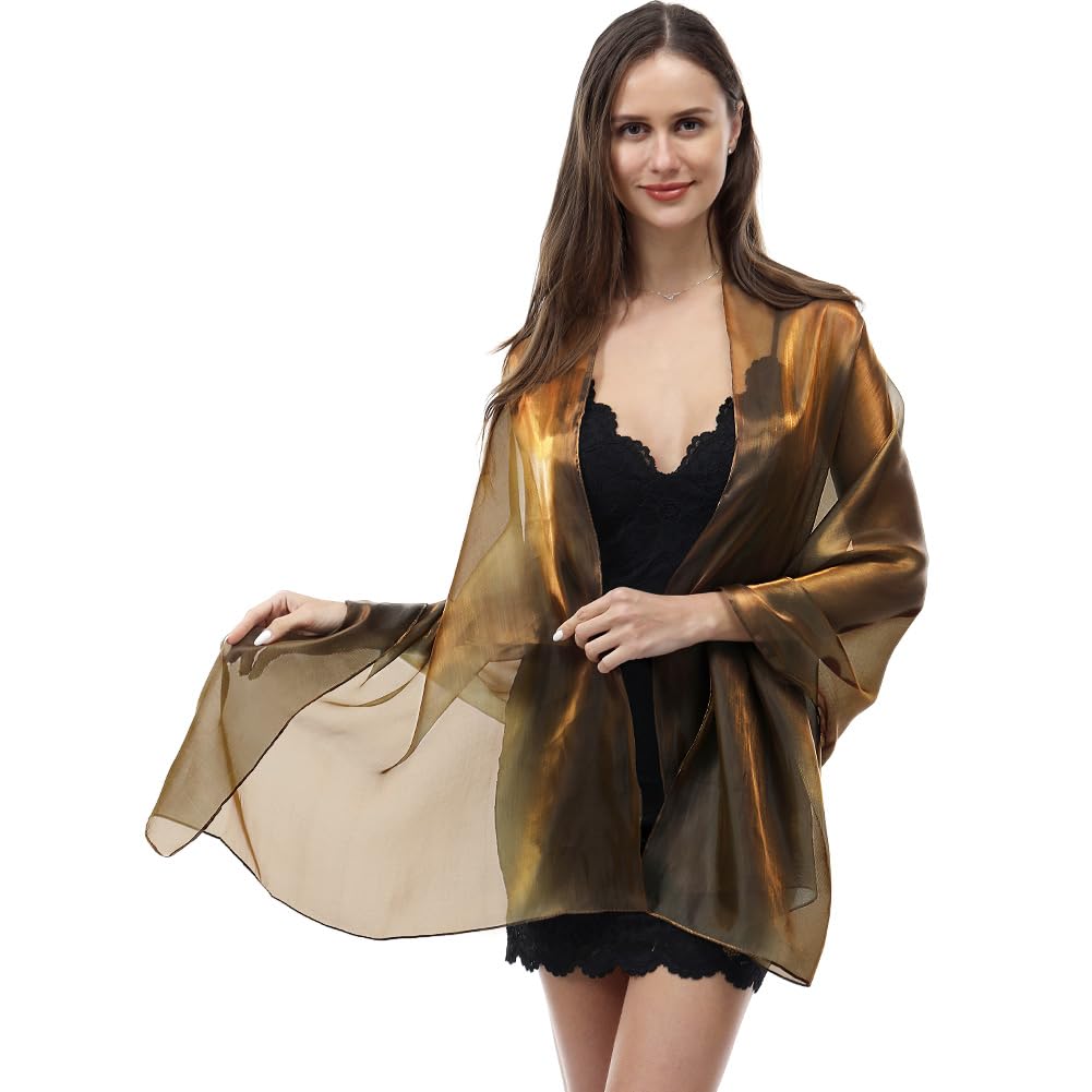 Ladiery Bufandas y envolturas de seda para vestidos de noche mujeres Sheer Soft Dama de honor Boda Shawl Party Organza Stole