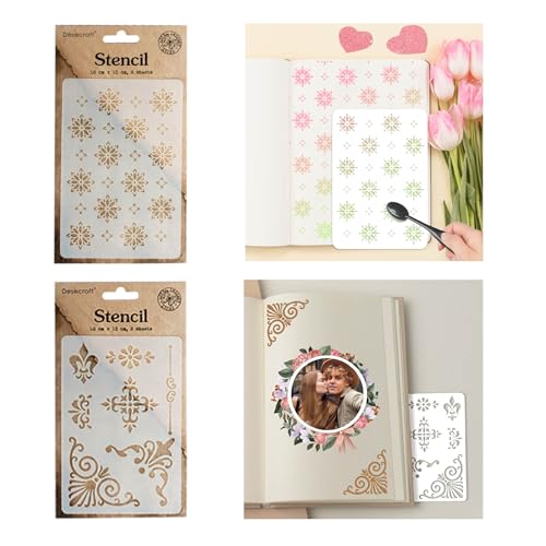 Desecraft Vintage Rubber Stamp Set Art Stencil Ink Die Cut Sets Card Making Stamper Card Kit for Adults Women Painting - Thumbnail 6