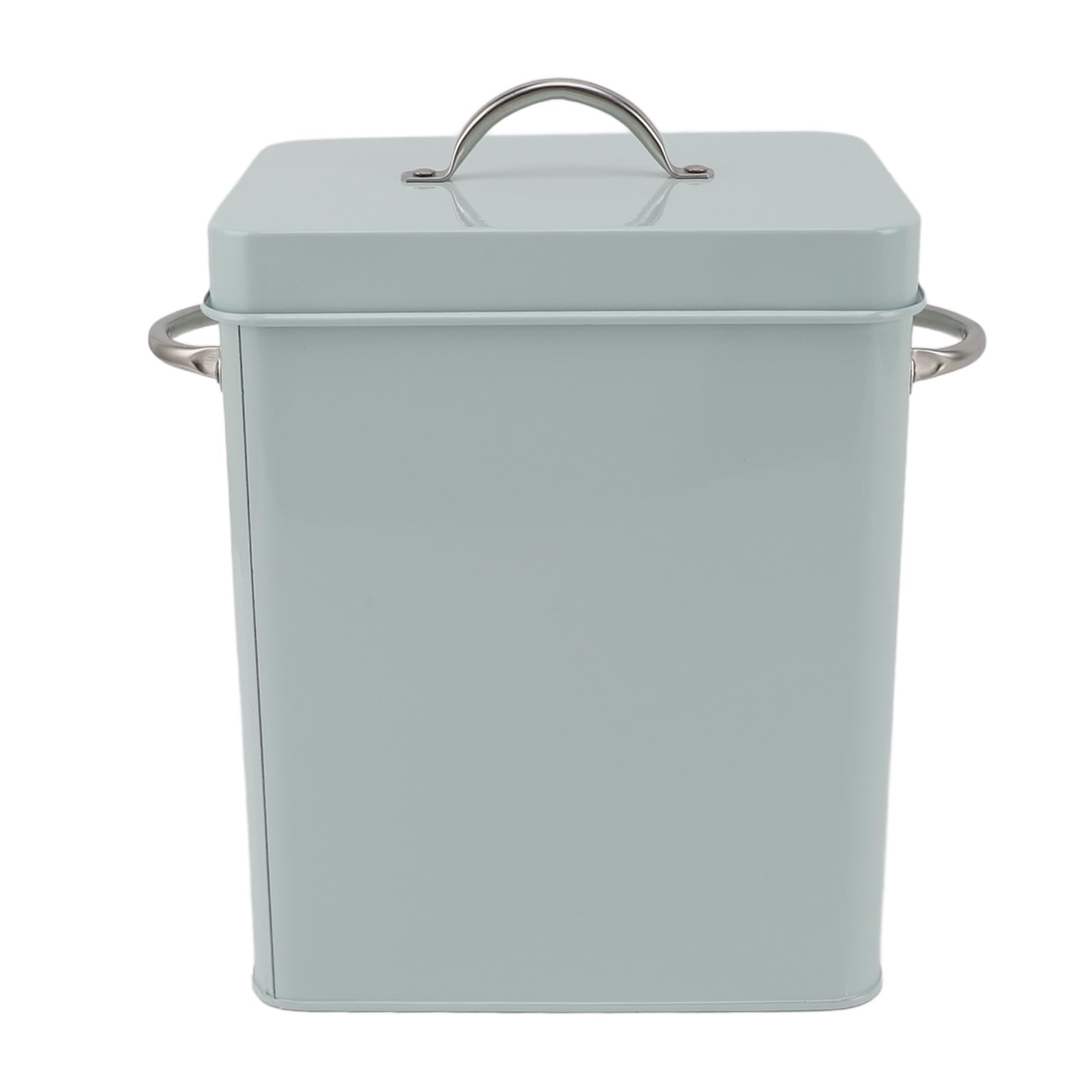 Contenitore per biancheria in metallo resistente con coperchio, doppie maniglie laterali, scatola portaoggetti in acciaio rustico per cucina e dispensa, capacità 1,5 kg