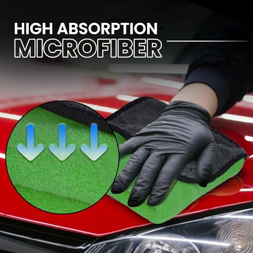Image of Autofy 500GSM - 40cm x 60cm - [Pack of 2] - Microfiber Cloth Double Sided Microfiber Cloth for Car Lint Free Super Soft Plush Car Cleaning Cloth Sueded Edges for Scratch Free Car & Bike Cleaning