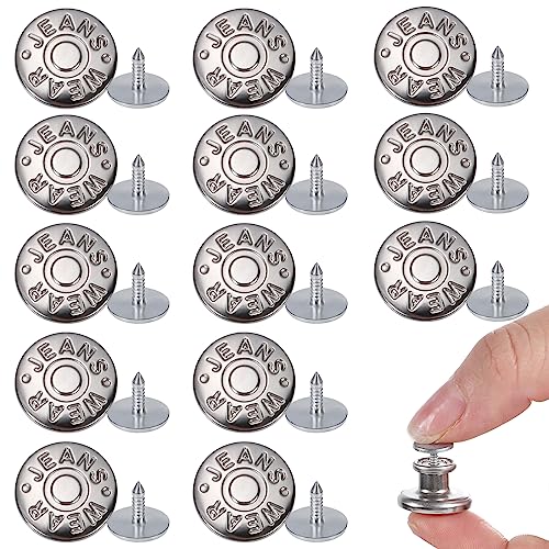 20 Stück Jeansknöpfe, 17mm Hosenknopf Ohne Nähen Hosen Ersatz Knöpfe...