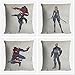 JWEK Housse de Coussin Ensemble de 4 Mignons Super Hero Iron Spider Man Noir Panthère Canapé Housse de Coussin Décoratif de Bande Dessinée Coton Lin Taie d'oreiller 45X45Cm
