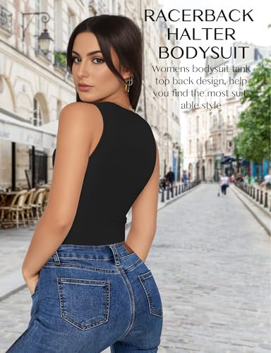 yogingo women39s crew neck sleeveless bodysuits racerback halter tank top body suits for womens sexy going out leotards