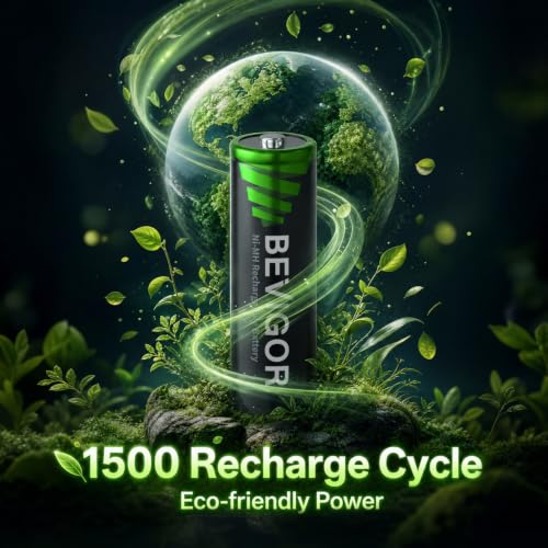 Image of BEVIGOR Rechargeable AA and AAA Batteries with 16 Bay Smart Charger, 8 Pack AA 2800mAh & 8 Pack AAA 1100mAh Low self Discharge NiMH Battery