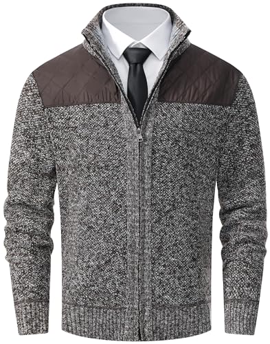 Image of Vcansion Men's Classic Cardigan Sweaters Stand Collar Slim Fit Casual Knitted Sweater