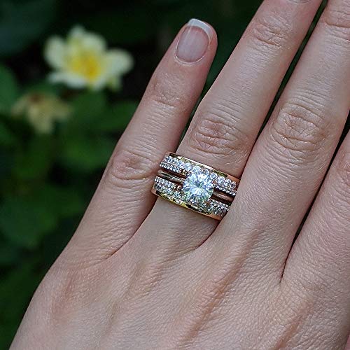 TwoBirch Rose Gold Plated Sterling Silver Combination Cathedral and Classic Ring Guard With Cubic Zirconia (1.01 ct.)2