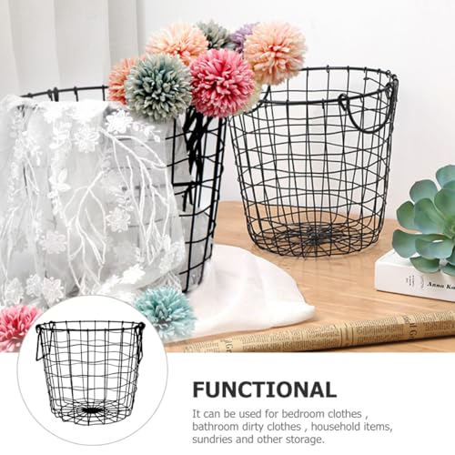 Panier métallique compact noir idéal rangement linge et accessoires maison - 8