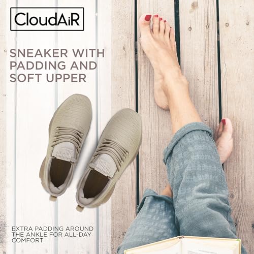 Image of CLOUDAIR Vesta Women's Sneakers: Casual Running, Walking Arch Support Shoes, Lightweight Slip-On Sock Design, Non-Slip Work Shoes for Women, Comfortable Air Cushioned Platform Sneakers