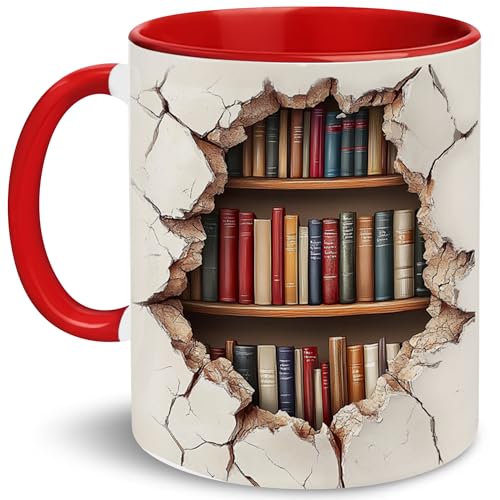 LOJEYYGLE Bookshelf Mug - Gift For Book Lovers...