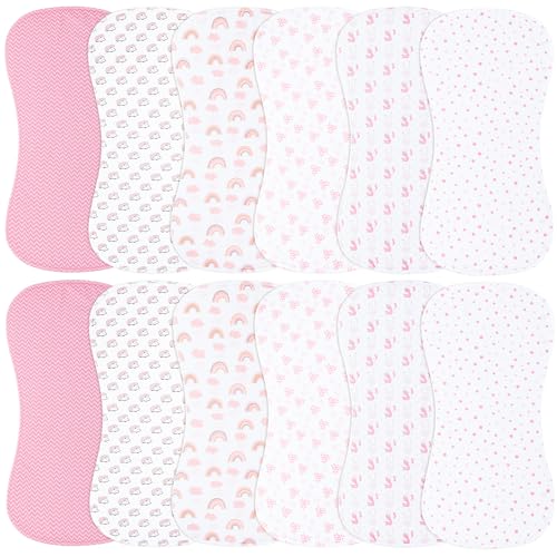 Image of Benoxine Baby Burp Cloths & Baby Bibs 2-in-1 Design Large Size 3 Layers Thicken Cotton Super Absorbent and Soft Baby Spit Up Burping Rags Baby Burp Cloth Set for Boys and Girls Solid 12 Pack
