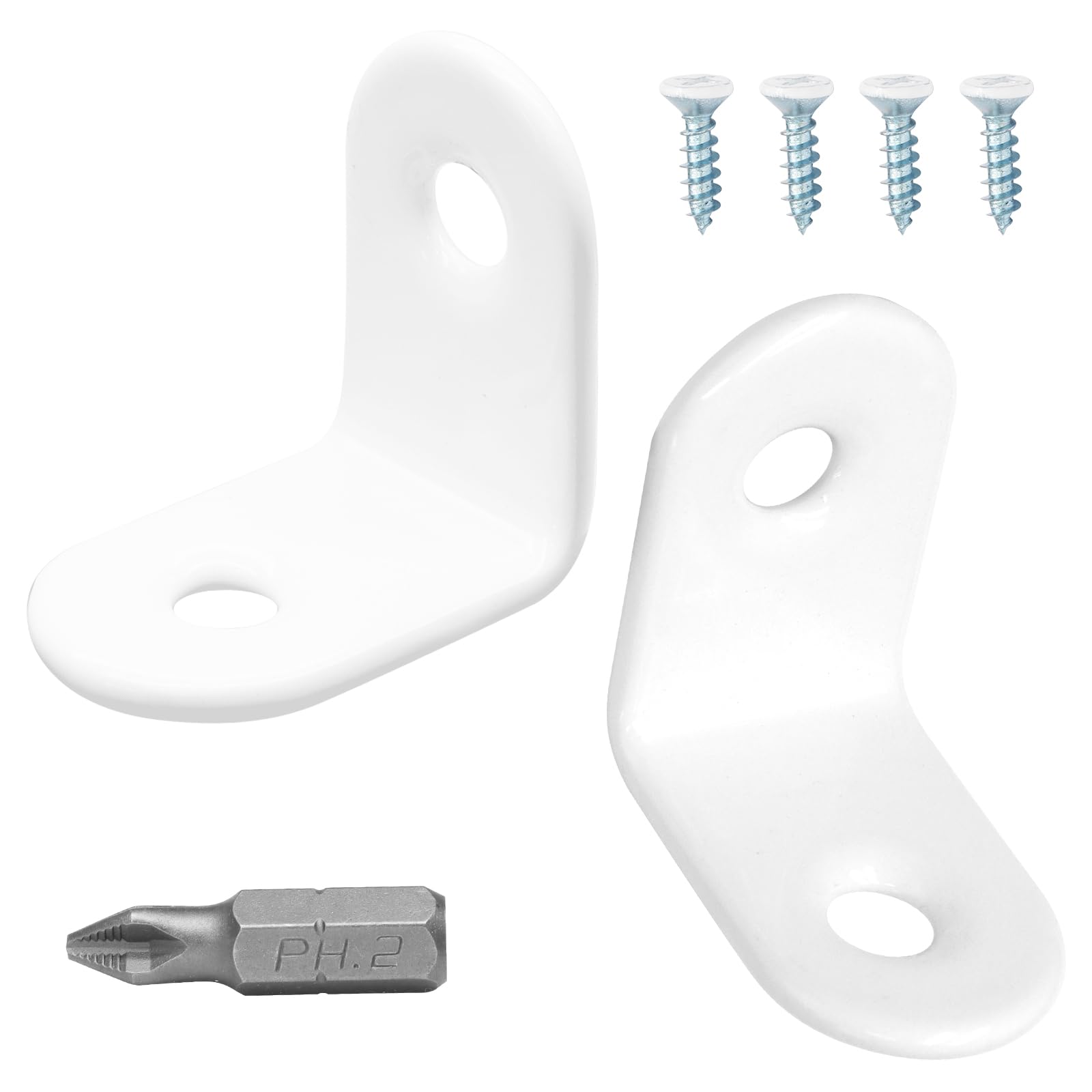 Photo 1 of Biaungdo 20 Pcs White Metal Corner Brace, 1 x 1 Inch L Brackets Right Angle Bracket 90 Degree Shelf Bracket Joint Angle Support with Screws for Wood, Shelves, Cabinet, Furniture