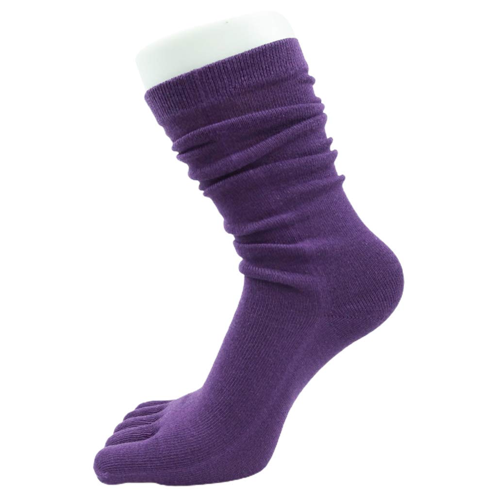 Suchuanguang Women's Pl Five Finger Long Tube Socks Solid Color Toe Separated Yoga Cotton Hosiery Crew Socks