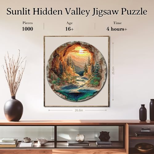Rompecabezas KAAYEE para adultos, 1000 piezas, tema Bosque y Sol, circular, cartón, 26,6 pulgadas, difícil y desafiante, decoración para pared y hogar, regalo miniatura 3