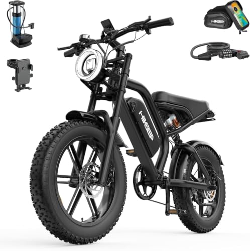 HiKeep Electric Bike for Adults - 1500W Peak Motor 48V15.6Ah Battery 20+MPH Fat Tire Ebike with Dual Suspension 20 4.0 Inch All-Terrain Tires Dual Mechanical Disc Brake Safety Tested to UL 2849