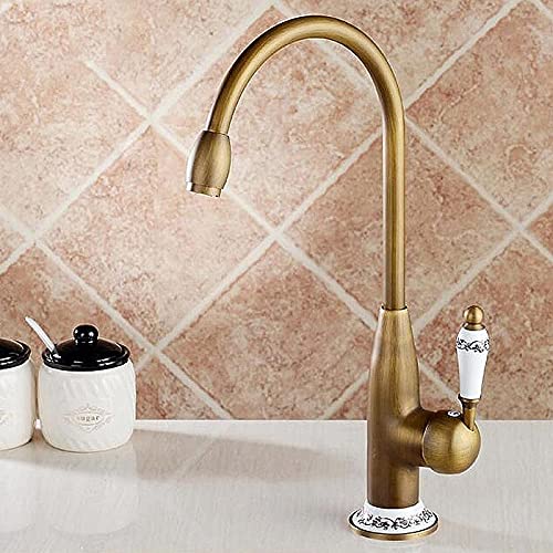 Bateria zlewozmywakowa zlewozmywakowa Baterie kuchenne, mieszacz z antycznego brązu z ceramicznym żurawiem, zimna i ciepła bateria zlewozmywakowa, mieszacze wody łatwe w instalacji