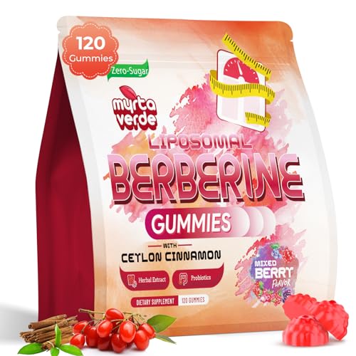 2000mg Liposomal Berberine Supplement Gummies | High Potency Berberine HCI Activates AMPK with Ceylon Cinnamon | Advanced Absorption | Zero Sugar Mixed-Berry | 120 Count