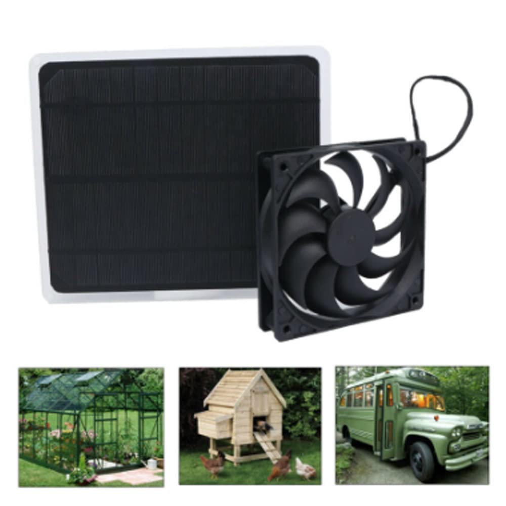 Wentylator zasilany energią słoneczną 10 W 12 V, używany do wentylacji na kempingu, w kamperze, kurniku, budce dla psa, szklarni, dachach szopowych, cichym domku na drzewie (potrzebuje światła słone