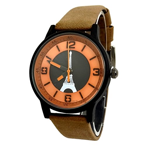 Montre Homme Femme Chic Paris Marron Orange Tour Eiffel PSG Vintage IDÉE Cadeau