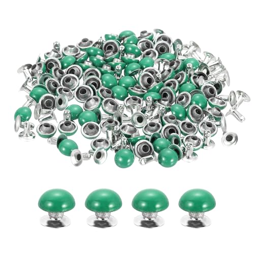QUARKZMAN 100 Set Leder Nieten, 7mm/0,3 Geldbörse Handtasche Füße Kappe Kuppel Runde Metall Nieten Schraubverschluss für Lederhandwerk DIY Tasche, Grün
