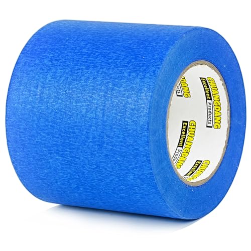 Image of Blue Painters Tape 1rolls,4Inch x 60Yards,Blue Masking Tape,Paint Tape for Wall Painting,DIY Crafts Arts,Painter's,Decoration Labeling,No Residue, Easy Removal