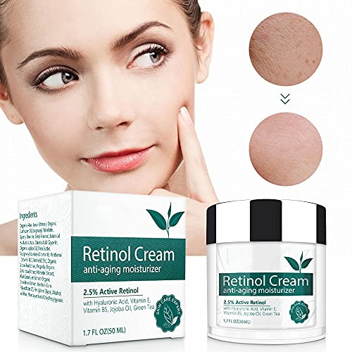 IFUDOIT Retinol Cream for Face, Face Moisturizer with 2.5% Retinol, Hyaluronic Acid, Day and Night Anti-Aging Moisturizing Cream for Women and Men, for All Skin Types