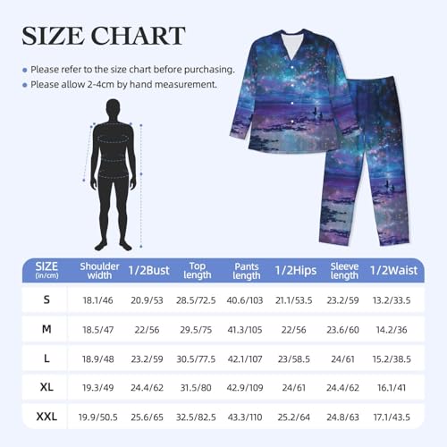 Pyjama homme anti-irritation doux boutonné imprimé étoiles