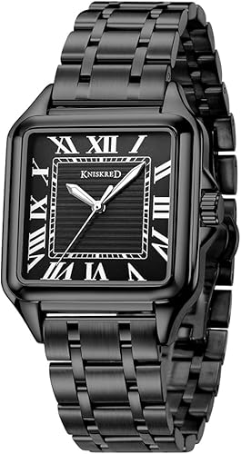 Miniatura 9 de Classic Square Watch for Men with Vintage Roman Numeral and Solid Stainless Steel Band