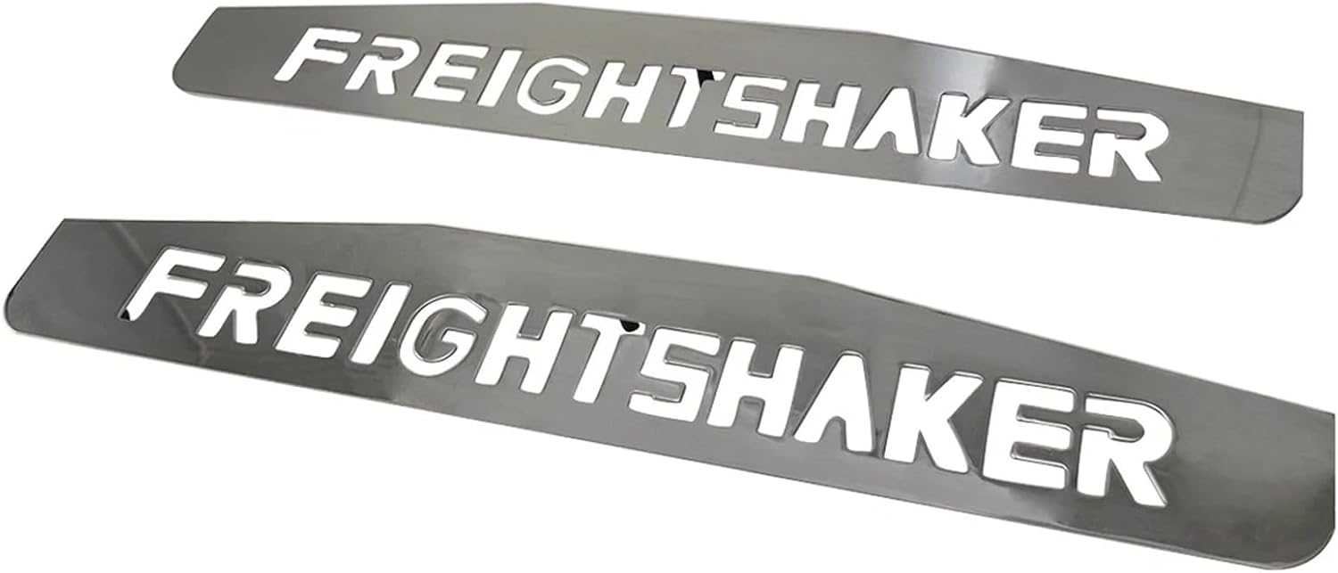 24" x 4" Semi Trucks Mud Flap Weights w/FREIGHTSHAKER Pattern Stainless Steel Mirror Finish with Welded Studs, 2PCS