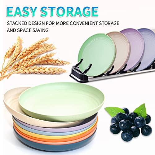 8 Pack 10 Inches Plastic Plates Reusable, Unbreakable Eco-Friendly Lightweight Wheat Straw Plates, Salad Plates, Camping Plates,Kids Plates, Dishwasher & Microwave Safe, They Are Easy To Clean… #TOP1