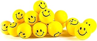 Neliblu Stress Balls for Kids and Adults - Bulk Pack of 24 - 2" Stress Smile Balls - Neon Yellow Funny Face Kids Stress Ball - Squishy Balls to Support Anxiety, Autism, PTSD - Smiley Face Party Favors