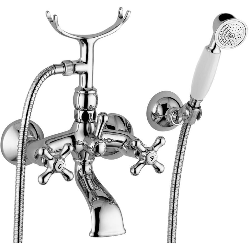 Robinet de baignoire vintage avec douchette manette mécanique rétro