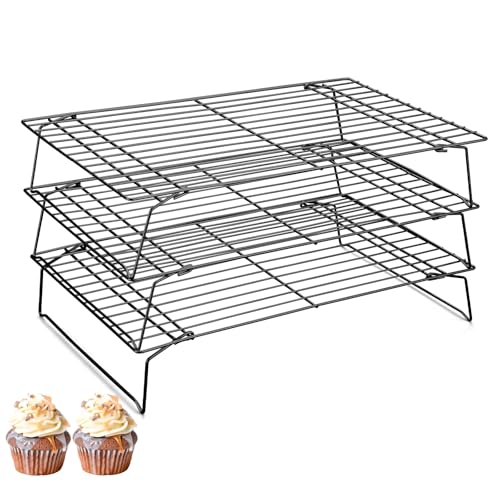 Pleafind 3 Pieces Stackable Cooling Rack Set, 16 x 10 Inch Stainless Steel Roasting Rack, Cooling...