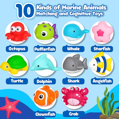Image of Montessori Toddler Learning Toys for Boys Girls Ages 1 2 3 Year Old,Fun Little People Ocean Animals Figures Sorting Matching Sensory Toy Gift for Birthday Easter Christmas
