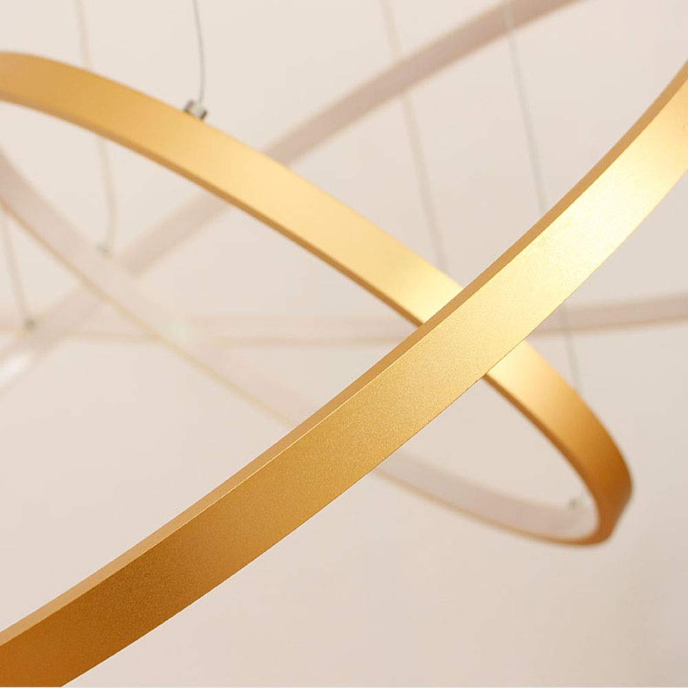 Regulowany żyrandol LED 76 W z pilotem nowoczesny 3-pierścieniowy metalowy i akrylowy wiszący światło do jadalni kuchni salonu hotelu i kawiarni 20/40/60 cm rozmiary