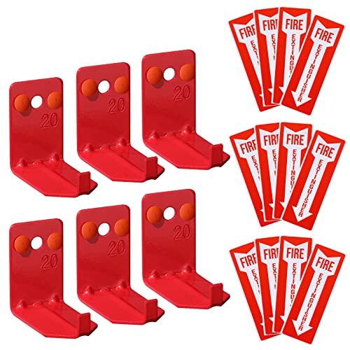 Image of TaoBary Fire Extinguisher Bracket and Sign Sticker, Wall Mount Bracket for Big and Small Fire Extinguishers, Indoors and Outdoors(6 Pack,20 lb)