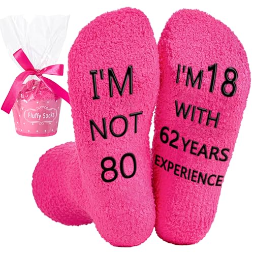 Moyel 80th Birthday Gifts for Women Funny Fluffy Socks for Women Unusual 80th Birthday Gifts for Mum from Daughter Ideas Unique Presents for 80 Year Old Woman Mum Grandma Auntie Friend