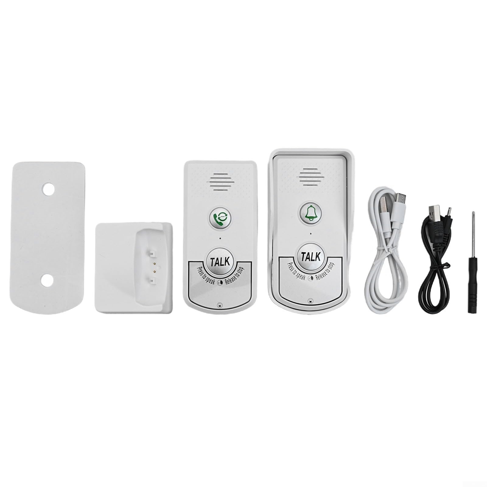 Sonnette audio bidirectionnelle sans fil pour la maison, 304,8 m pour interphone de portée, batterie rechargeable 2000 mAh, bouton extérieur étanche pour villa (blanc)