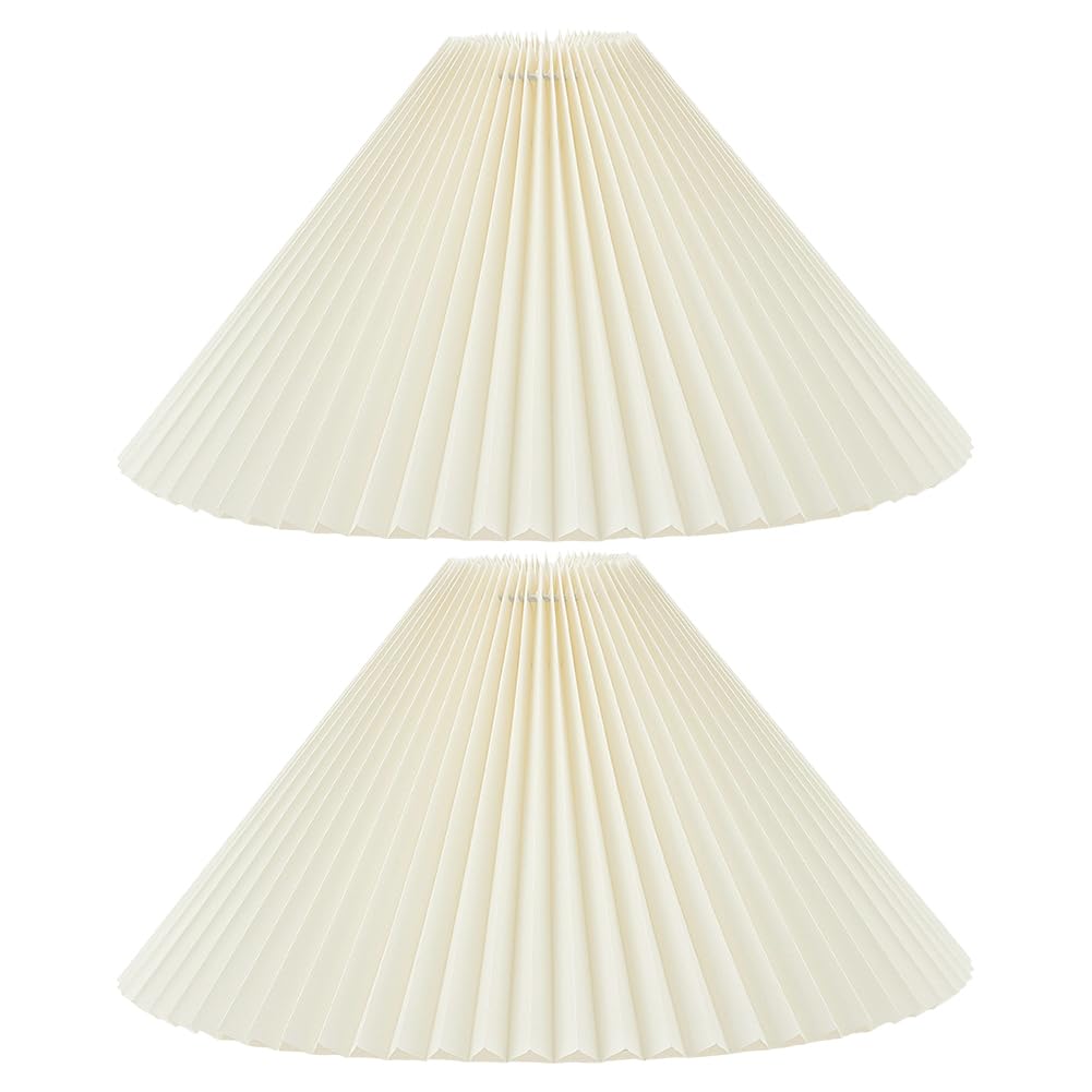 ORIGACH Juego de 2 pantallas plisadas para lámpara de mesa arqueada/lámparas de pie, pantalla de repuesto con marco de metal, parte superior de 3.4 pulgadas x 15.7 pulgadas inferior x 9.4 pulgadas de