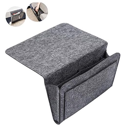 Nifogo Bolsa de Almacenamiento Funda de Fieltro para Accesorios hogar mesita de Noche Organizador para Dormitorio, sofá, Accesorios, Cama, Bolsillo de Fieltro Antideslizante (Gris Oscuro)