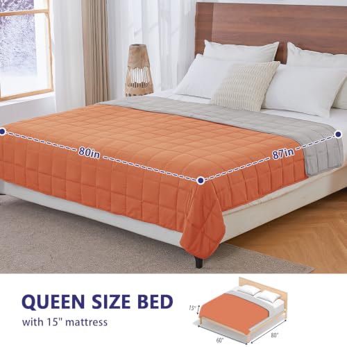 Image of King Size Weighted Blanket for Adults (25 lbs, 80 inch x 87 inch, Orange) Cooling Heavy Blanket for Sleeping Perfect for 240-260 lbs, Breathable Blanket for Adults & Couple All Season, Machine Washable