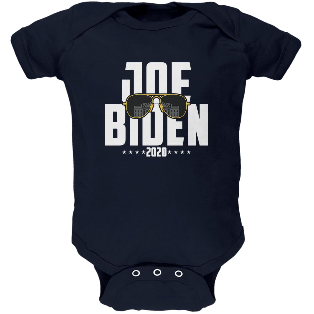 Old Glory Joe Biden Sunglasses Minimalist 2020 Election Soft Baby One Piece Navy 12-18 M