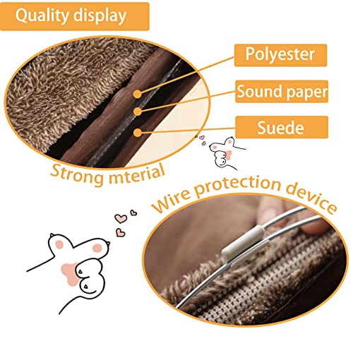 Image of Cat Tunnel for Indoor Cats, 51x12 inch Foldable Big Cat Tunnel, Brown Suede Pet Tunnels with Two Peepholes and a Bubble Ball