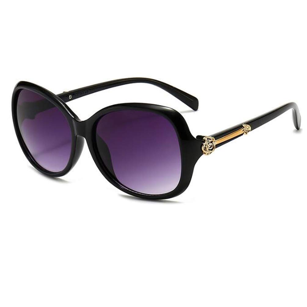 Large Frame Rose Leg Sunglasses Women Full Frame Fashion Personality Sunglasses Oval Sunglasses Black Frame Double Gray Flakes