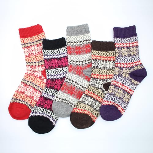 Image of Wool Socks for Women, Cozy Thermal Fall Winter Hiking Alpaca Warm Think Knit Comfy Crew Calf Socks