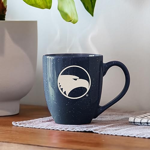 Image of Rico Industries NCAA Georgia Southern Eagles Navy Blue Personalized 16 oz Team Color Laser Engraved Speckled Ceramic Coffee Mug