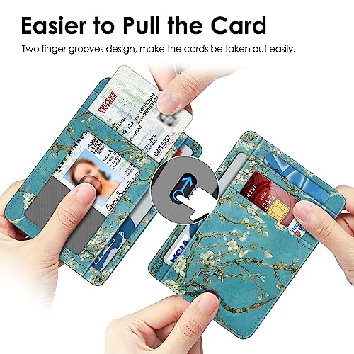 Image of FINTIE Slim Minimalist Front Pocket Wallet, RFID Blocking Credit Card Holder Card Cases with ID Window for Men Women (Blossom)