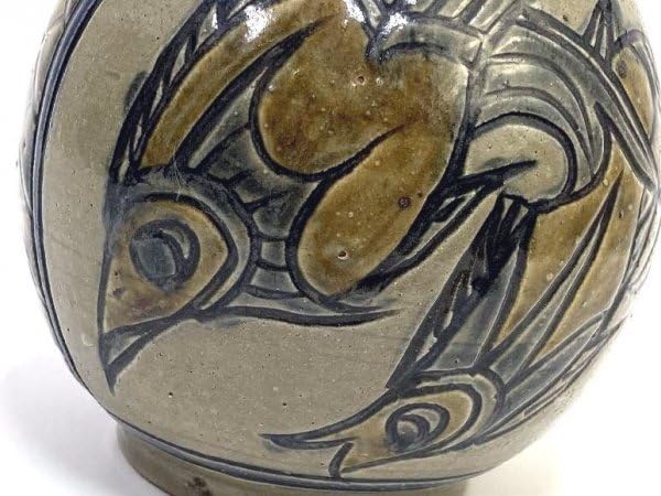 Amazon.co.jp: 壺屋焼宮城須美子 やちむん 花入れ 壷 魚紋 沖縄 陶印