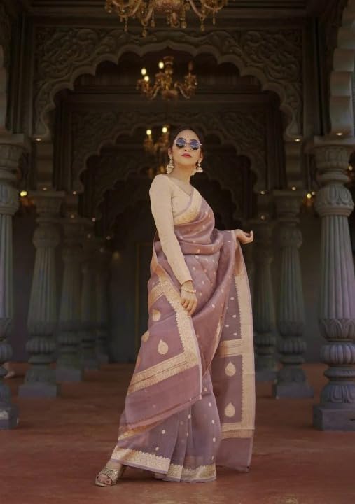 Image of Flosive Women's Cotton Saree With Blouse Piece
